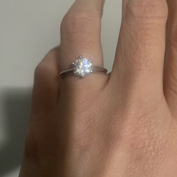 Classic Solitaire Engagement Ring in Silver with CZ Stone - Picture 3 of 5